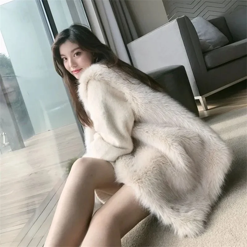 

Women Fur Vest New Autumn Winter Female Waistcoat Faux Fox Fur Coat Warm Black Gray Jacket Korean Loose Long Waistcoat Tank Top