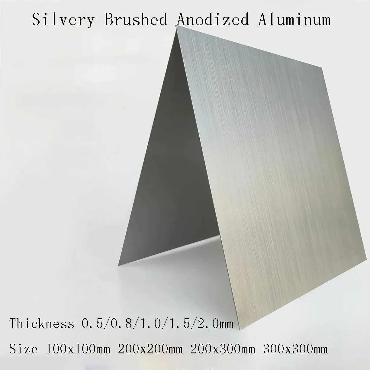 Silvery Brushed Anodized Aluminum Plate, Aluminum Alloy Flat Plate Size 100x100mm 200x200mm 300x300mm ，Thickness 0.5mm-2mm ﻿