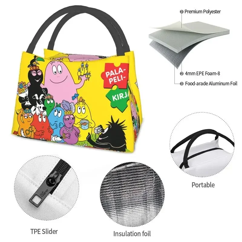 Barbapapa Family Love Insulated Lunch Tote Bag for Women Cartoon Graffiti Anime Portable Thermal Cooler Food Lunch Box