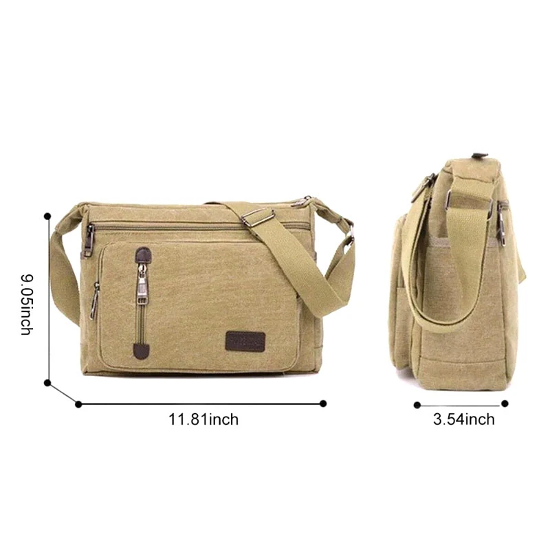 Canvas Shoulder Bag Bottle Men Women Casual Simple Fashion Retro Crossbody Cross Square Multi Layered