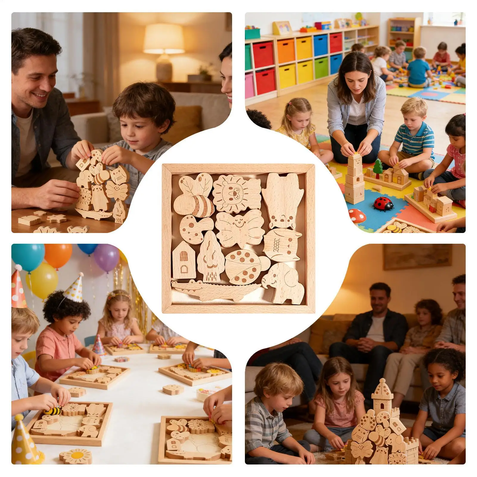 Stapelblöcke, pädagogischer Spaß, Holztier-Brettspiel, Sortieren, Stapelspielzeug für Kindergartenaktivitäten, Klassenzimmer, Schule