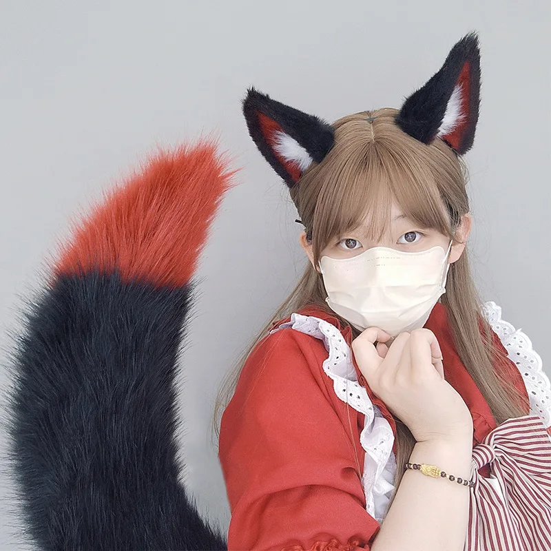 Game Arknights Texas Cosplay Tail and Ears Headwear Men Women Halloween Party Carnival Role Play Props Wolf Tail Black Red