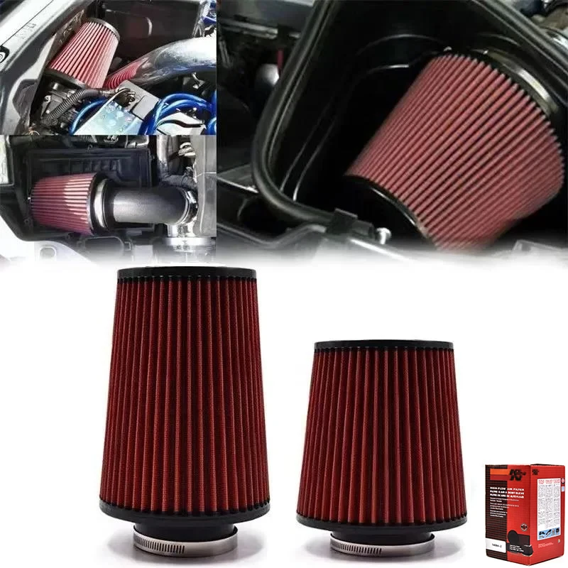 3 3.5 4 Inch Car Intake Air Filter for K＆N 14084-2 Universal High Flow Cone 102 89 76mm KN Tapered Mushroom Head Big Horsepower