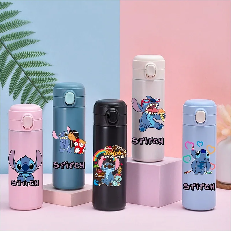 420ml Stitch Thermal Cup Portable Large Capacity Outdoor Sports Water Bottle Drinking Vacuum Cup 304 Stainless Water Bottle