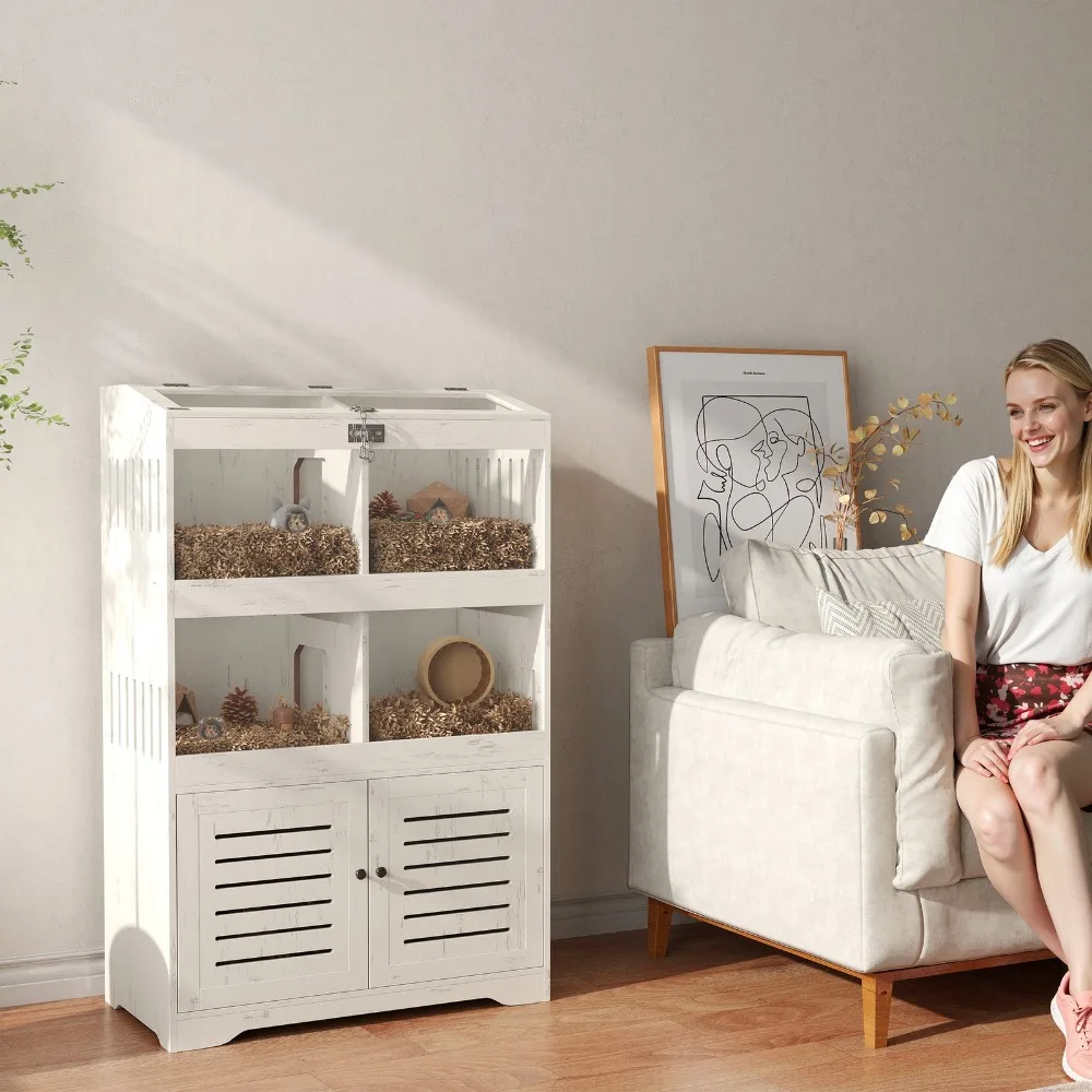 

Large Hamster Cage for Multiple Small Pets with Storage Cabinet
