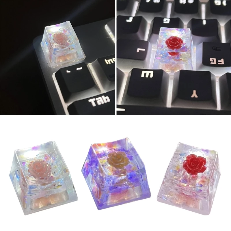 Resina Keycap para teclado mecânico, Backlights, Flor Keycap para jogo, Teclado do computador, Perfil OEM