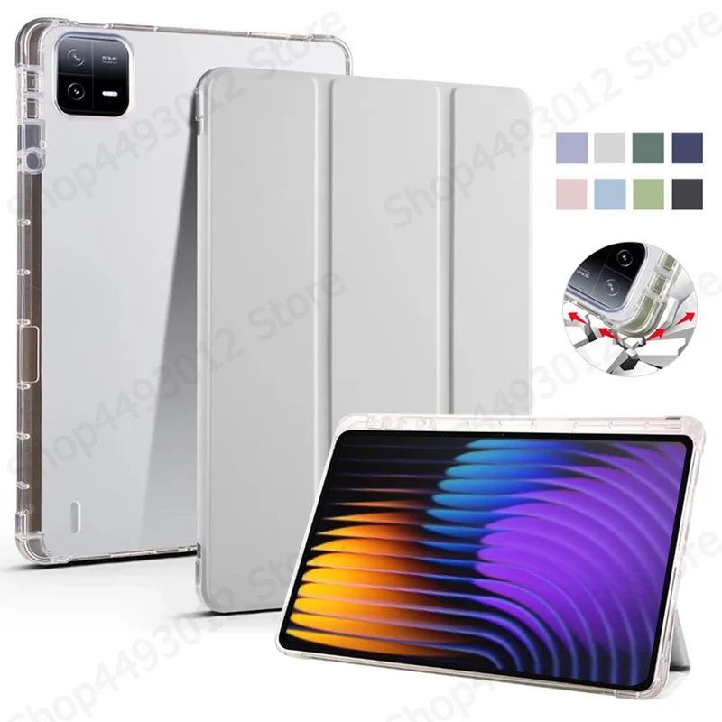 

Чехол для Xiaomi Pad 7/6 с держателем для стилуса, из искусственной кожи, с мягкой задней панелью и подставкой, для Xiaomi Pad 6 Pro, 11 дюймов