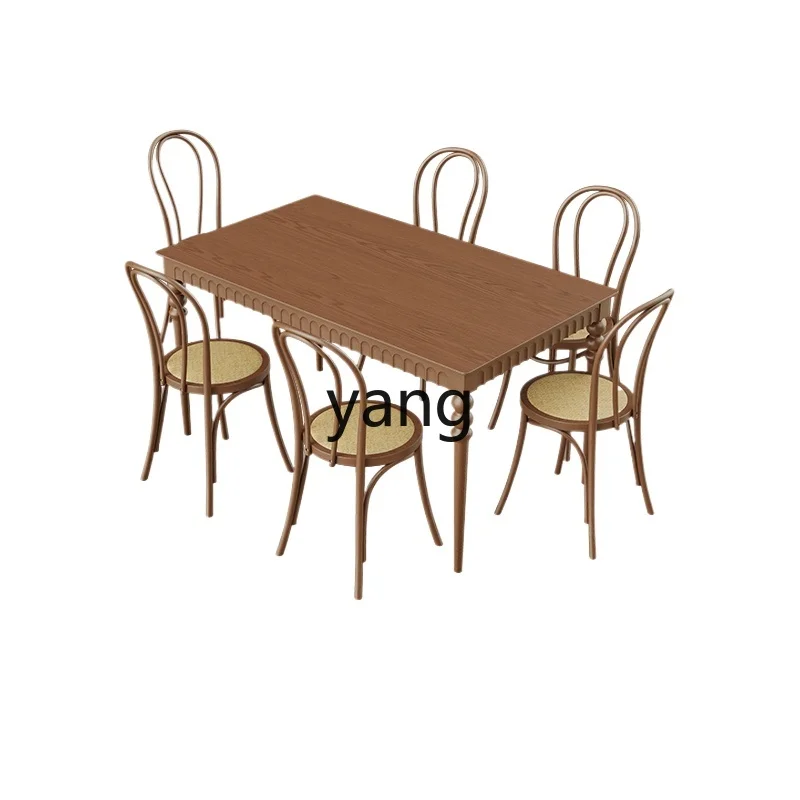 

CX Solid Wood Dining Table Small Apartment Home Table Modern Minimalist Log Chair