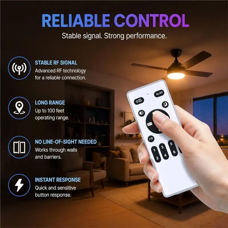 Replacement Fan Remote Control Fits For ZOUQILAI, Depuley Ceiling Fans