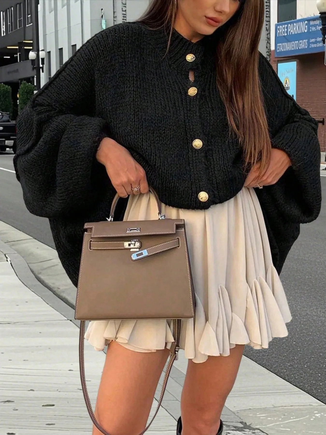 سترة نسائية محبوكة بلون موحد، ملابس تريكو عصرية للخريف والشتاء، فضفاضة ومريحة، قميص محبوك بأكمام طويلة، ملابس نسائية، مناسبة للارتداء الكاجوال، الأعمال، عطلة، موسم التخرج #2