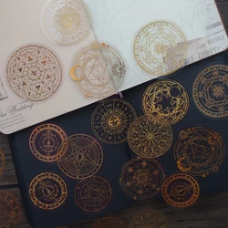 44pcs Gold Mysterious Magic Circle Style Laser Paper Sticker Scrapbooking DIY Gift Packing Label Gift Decoration Tag