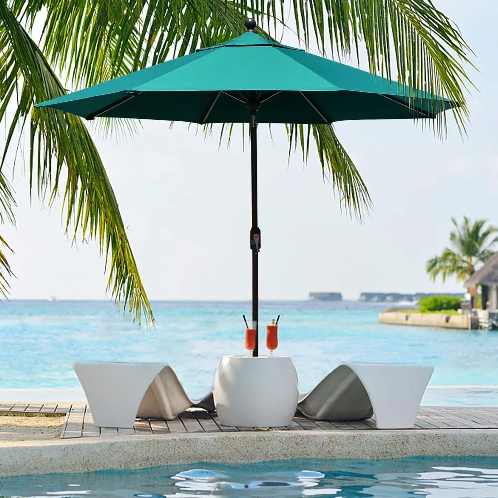

10-Year-Non-Fading 9Ft Market Umbrella Patio Umbrella Outdoor Table Umbrella with Ventilation, Teal