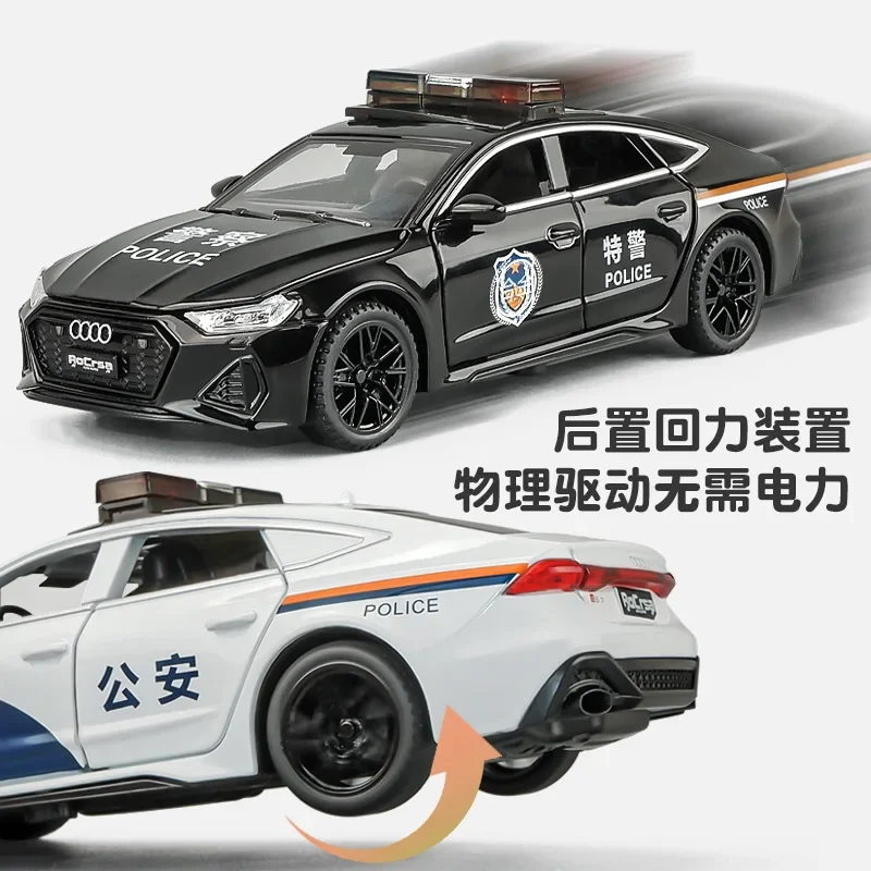 1:32 AUDI RS7 police car Alloy Model Car Toy Diecasts Metal Casting Sound and Light Car Toys For Children Vehicle