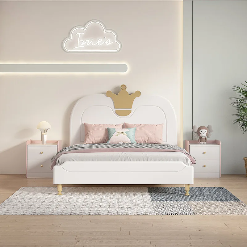 

Children's bed Princess bed Girls' white single bed Girls' bedroom bed Solid wood modern simple luxury children's furniture