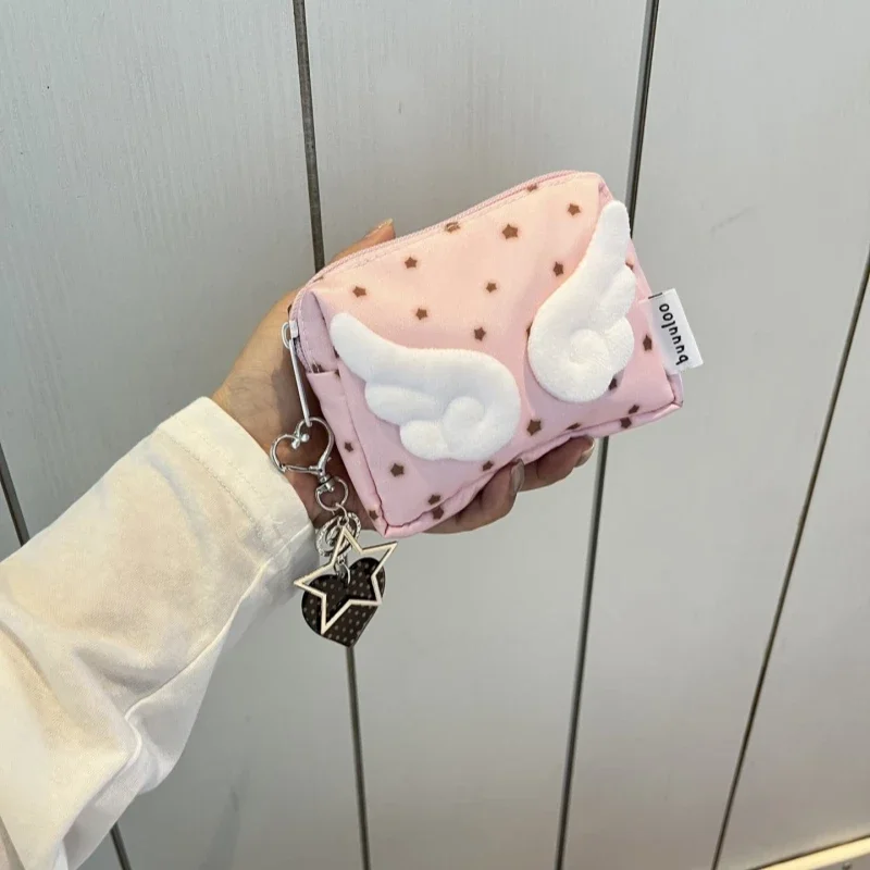 New Original Star Wings Large Capacity Portable Makeup Bag with Earphones And Lipstick Small Coin Storage Bag Women's Nylon M...