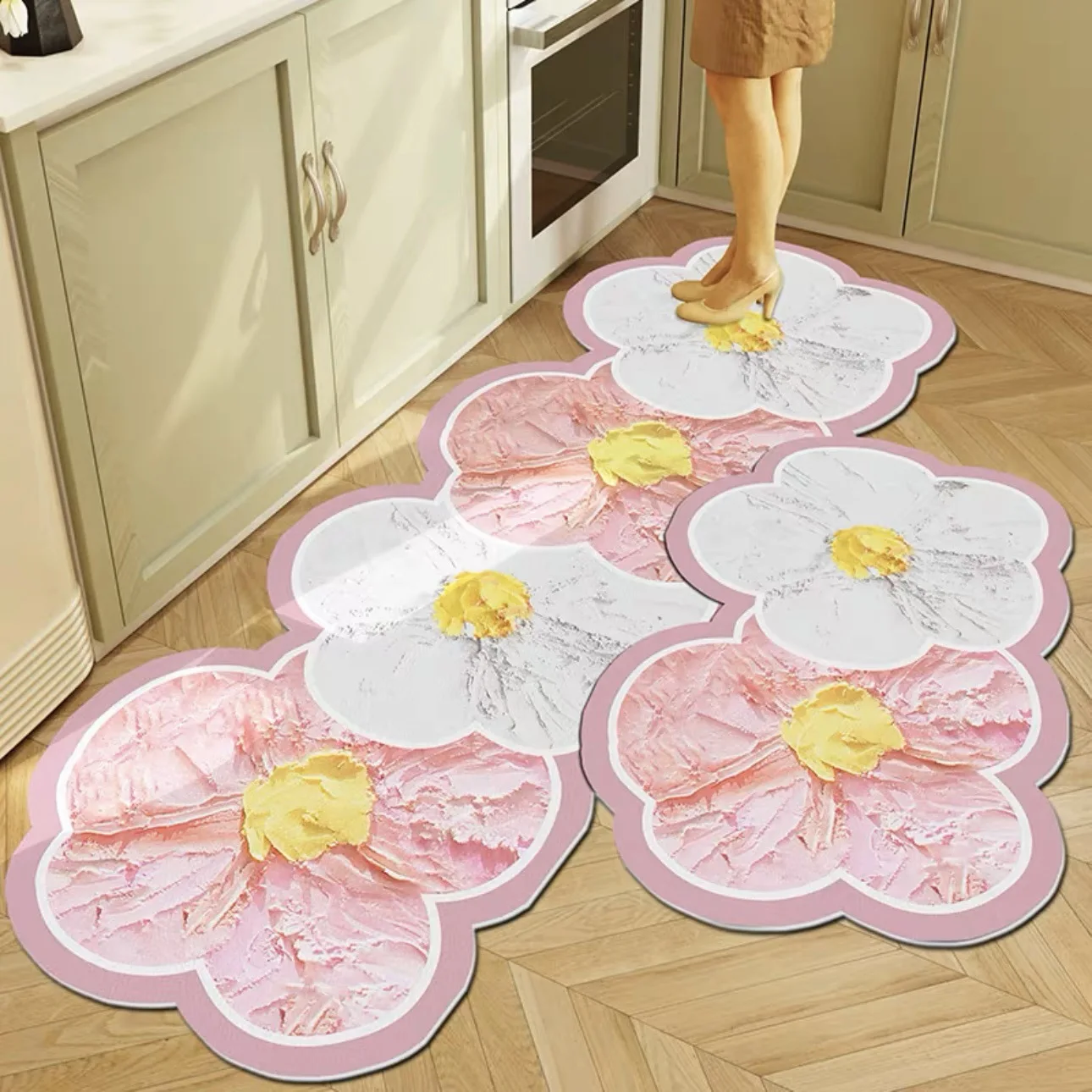 

VIKAMA 2Pcs Kitchen And Bathroom Anti-Slip Floor Mats, Waterproof And Oil-Absorbing, Home Use Silica Clay Decorative Materials