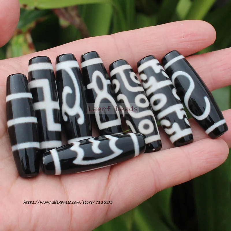 Good Qulity! Ancient Tibet Dzi Agate Beads10-12x28-40mm,Lucky Symbol,Powerful Amulet,For DIY Jewelry Making !