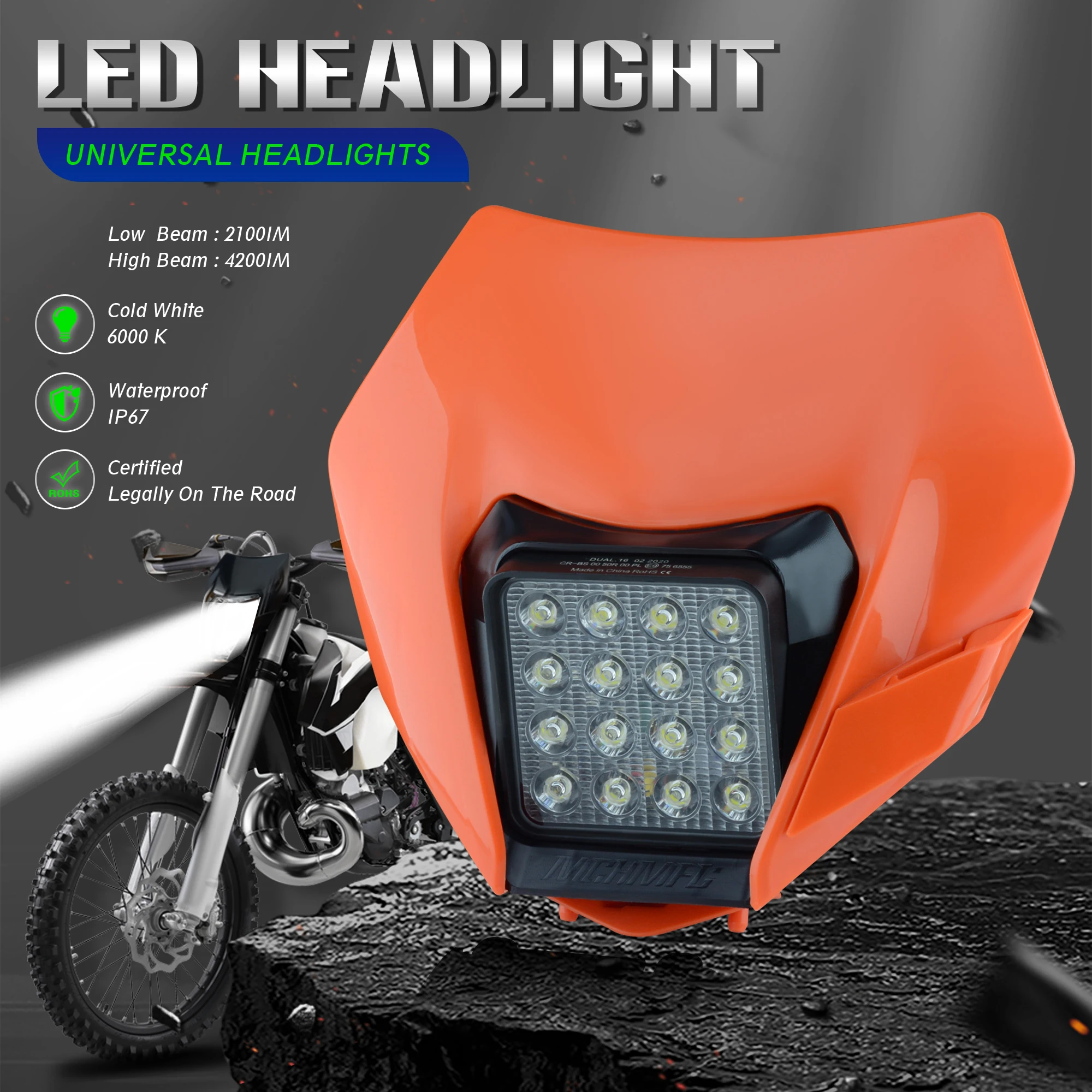 Fewfuss Super Bright Motorcycle LED Headlight Headlamp Head Lamp Light For KTM EXC EXCF SX SXF XC XCF XCW XCFW Motocross Enduro