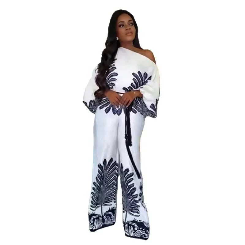 

Dashiki African Clothes for Women Autumn Elegant African Long Sleeve Polyester Printing Long Jumpsuit Casual Africa Clothing