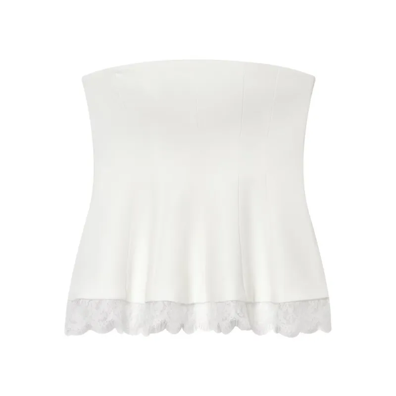 Women's Strapless Top New 2026 Summer Sexy Fashion Lace Hem Off-shoulder Wrap Chest Women Tank Tops Female Short Tops