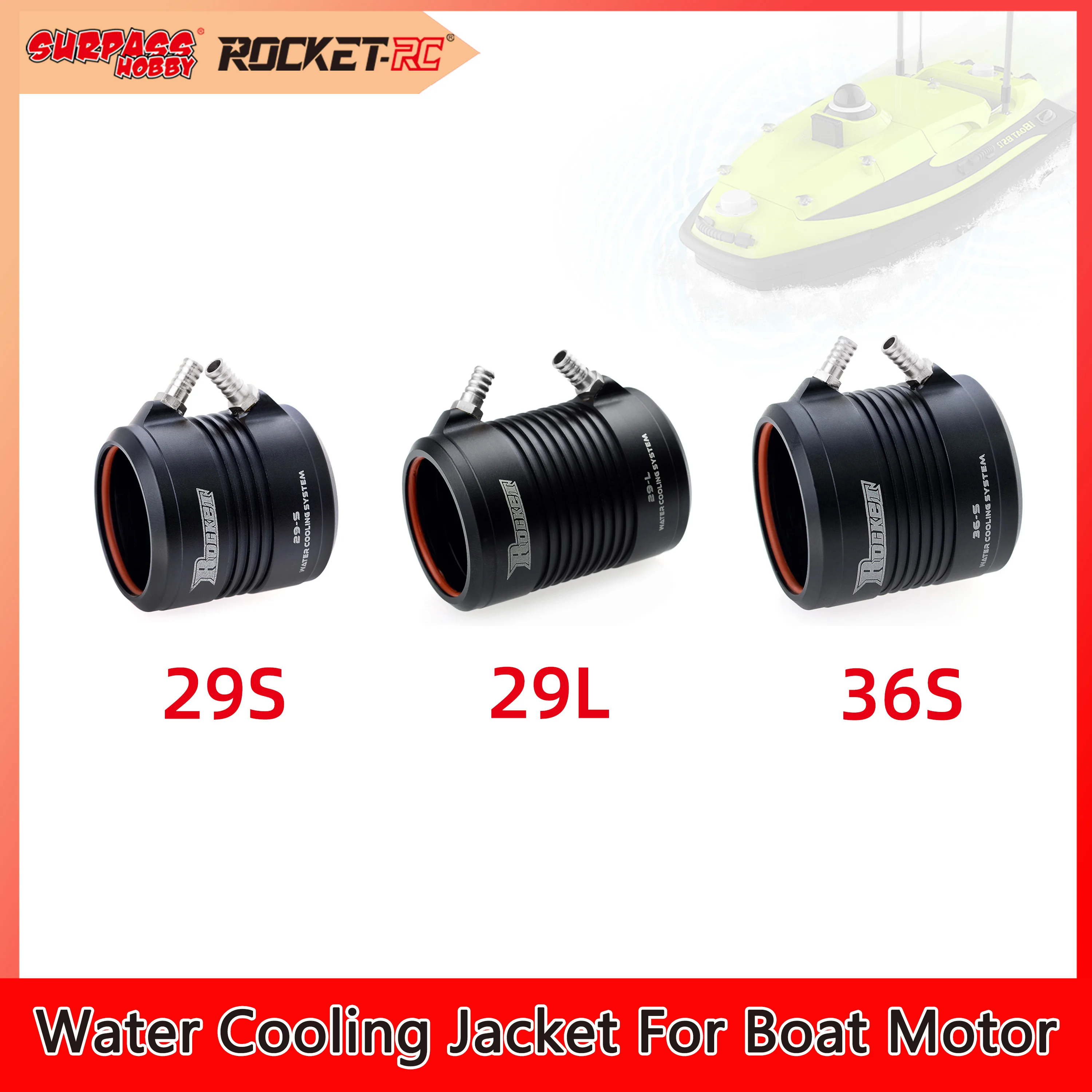 Surpass Hobby Rocket Water Cooling Jacket Cover Aluminum 29 36mm Radiator for 2948 2958 2968 3660 3670 RC Boat Brushless Motor