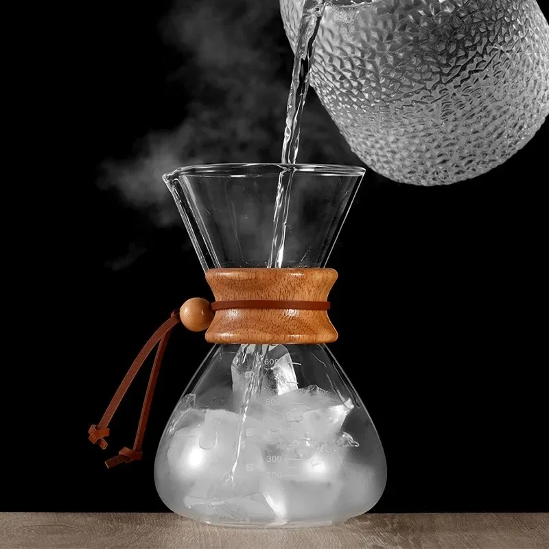 Hand Brew Coffee Pot with Stainless Steel Filter Hand Flushing Set Drip Type High-temperature Resistant Coffee Pot Coffeeware