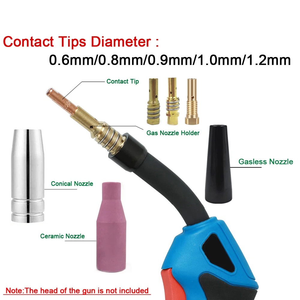 21Pcs 14AK/15AK Gaslose Düse Tipps Schweißen Kit Flux Core Gaslose Düse Schweißen Tipps Ersatz für MIG schweißer Schweißen Werkzeuge – Detail 2