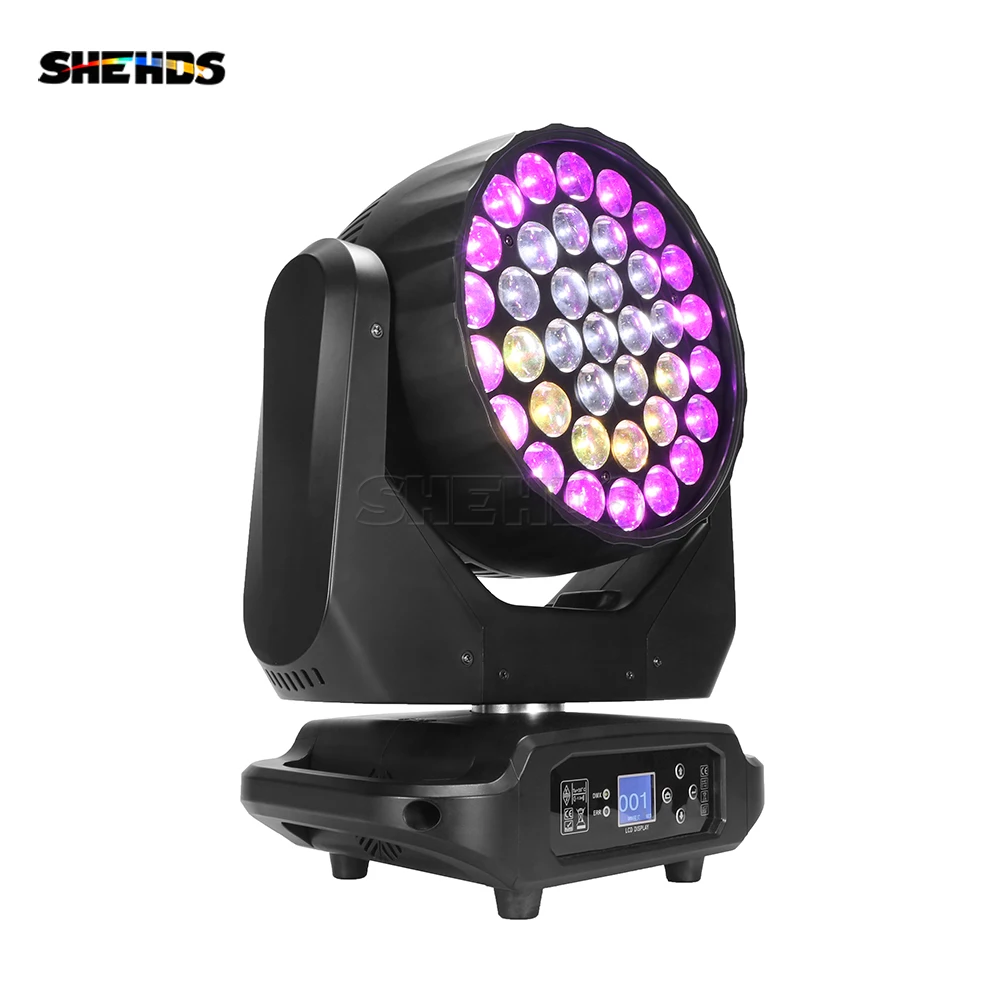 SHEHDS New Arrive 37X15W LED Zoom Wash RGBW Moving Head Lighting  DMX 16/24/29 CH  DJ Disco Party Stage Lights