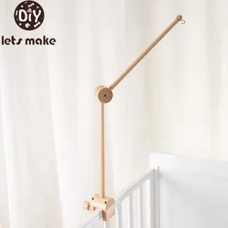 Baby Bed Bell Bracket Wooden Mobile Crib Bracket Rattle Toy 0-12 Months Toys Newborn Wooden Bed Bell Toys Holder Arm Bracket