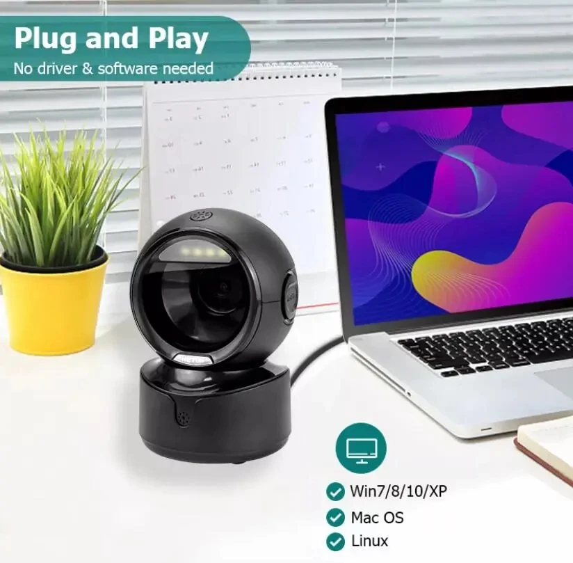 NT-A5 NETUM 2D سطح المكتب ماسح الباركود متعدد الاتجاهات حر اليدين السلكية USB قارئ الباركود الكبير 1D QR شاشة الباركود المسح الضوئي