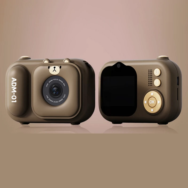 كاميرا S11 بدقة 48 ميجابكسل محمولة باليد عالية الدقة بعدسة مزدوجة للأطفال مع دعم فيديو الصور وكاميرا ثابتة متعددة الوظائف، بني متين