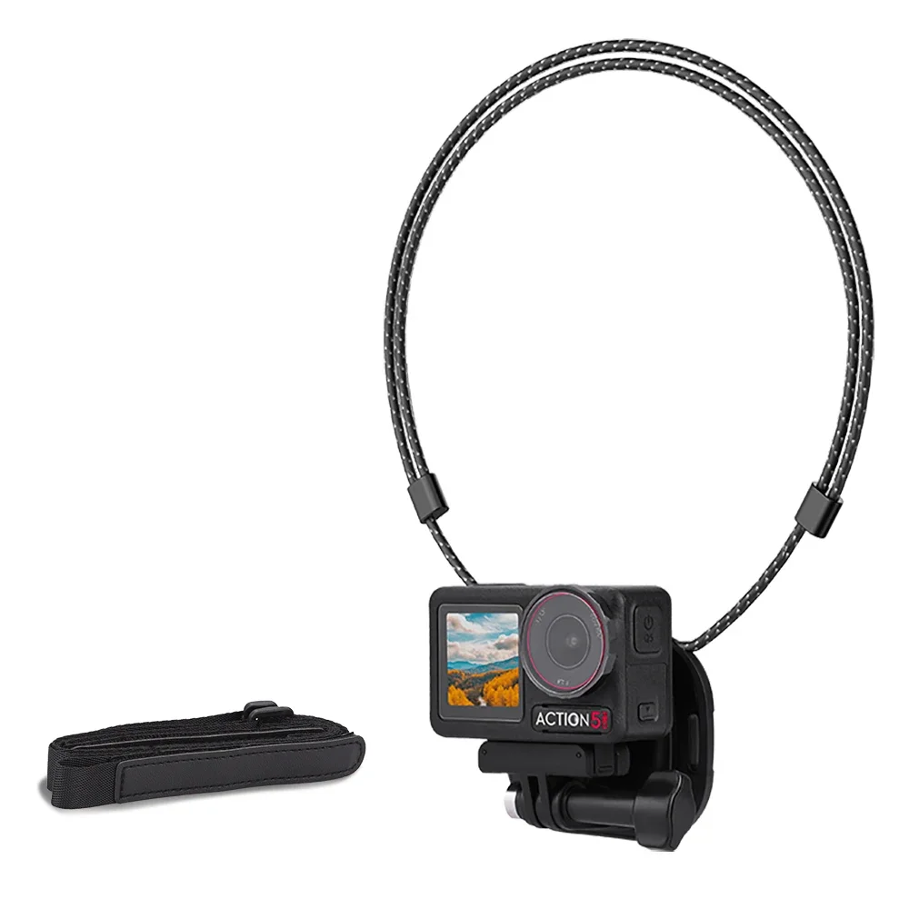 Flymile Action 5 Pro حامل الصدر المغناطيسي + حزام الرقبة لـ DJI Action 4/Insta360 Ace Pro 2 حامل كاميرات مراقبة عالي الجودة POV Selfie Accessories
