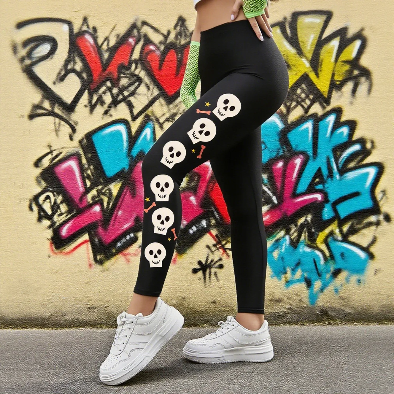 Woman Girls Fashion Gothic Halloween Skull Stripeds Socks Mesh Tights Panties Lolita Plus Size Pantyhose Leggings