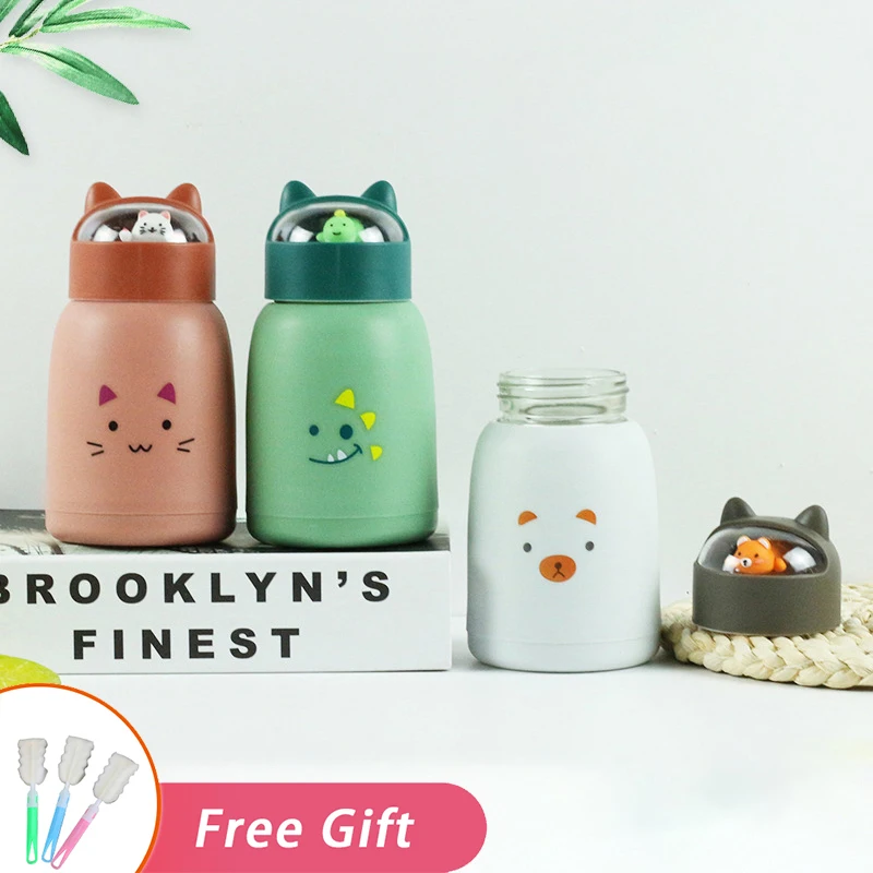 Portable Creative Kawaii Cup Cartoon Travel Mug Cute Glass Water Bottle For Girl 360ml Mini Tumbler School Children Drink Kettle