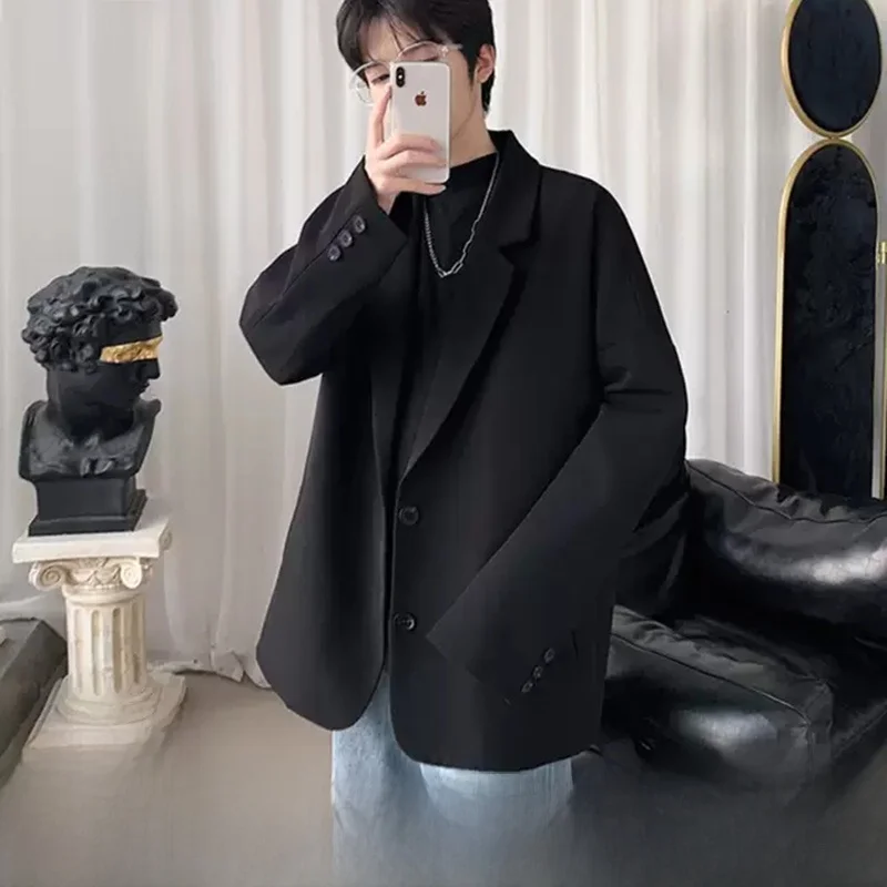 فضفاضة كبيرة الحجم الرجال عارضة البدلة ورقة نمط الجلود ورقة oulder قطرة Sve Westwear اثنين زر صف واحد الربط