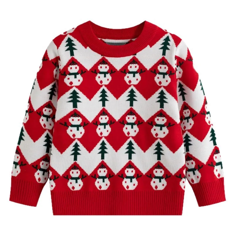 Cute Children's Ugly Xmas Sweater Merry Christmas Boys Sweater Xmas Holiday Kid Crew Neck Tracksuit Snowman Unisex Pullovers