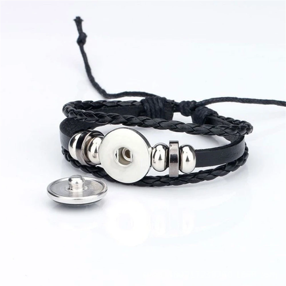 New 12 Constellation Luminous Bracelet Zodiac Sign Black Braided Leather Multilayer Bracelet for Men Punk Style Jewelry Gifts