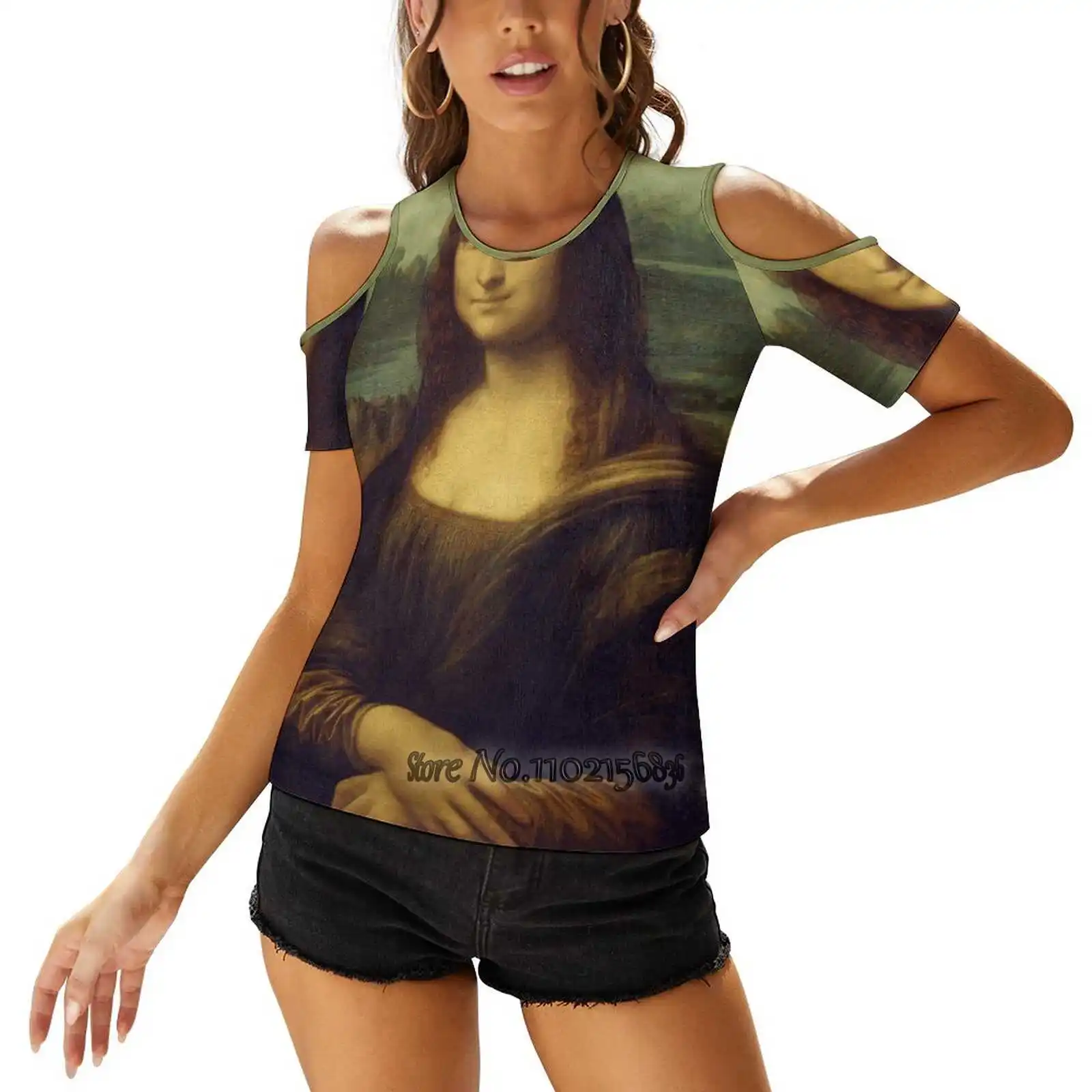 Mona Lisa Women'S T-Shirt Casual Short Sleeved Tops Tee Ladies Loose T Shirts Mona Lisa Lisa Funny Artist Leonardo Da Vinci