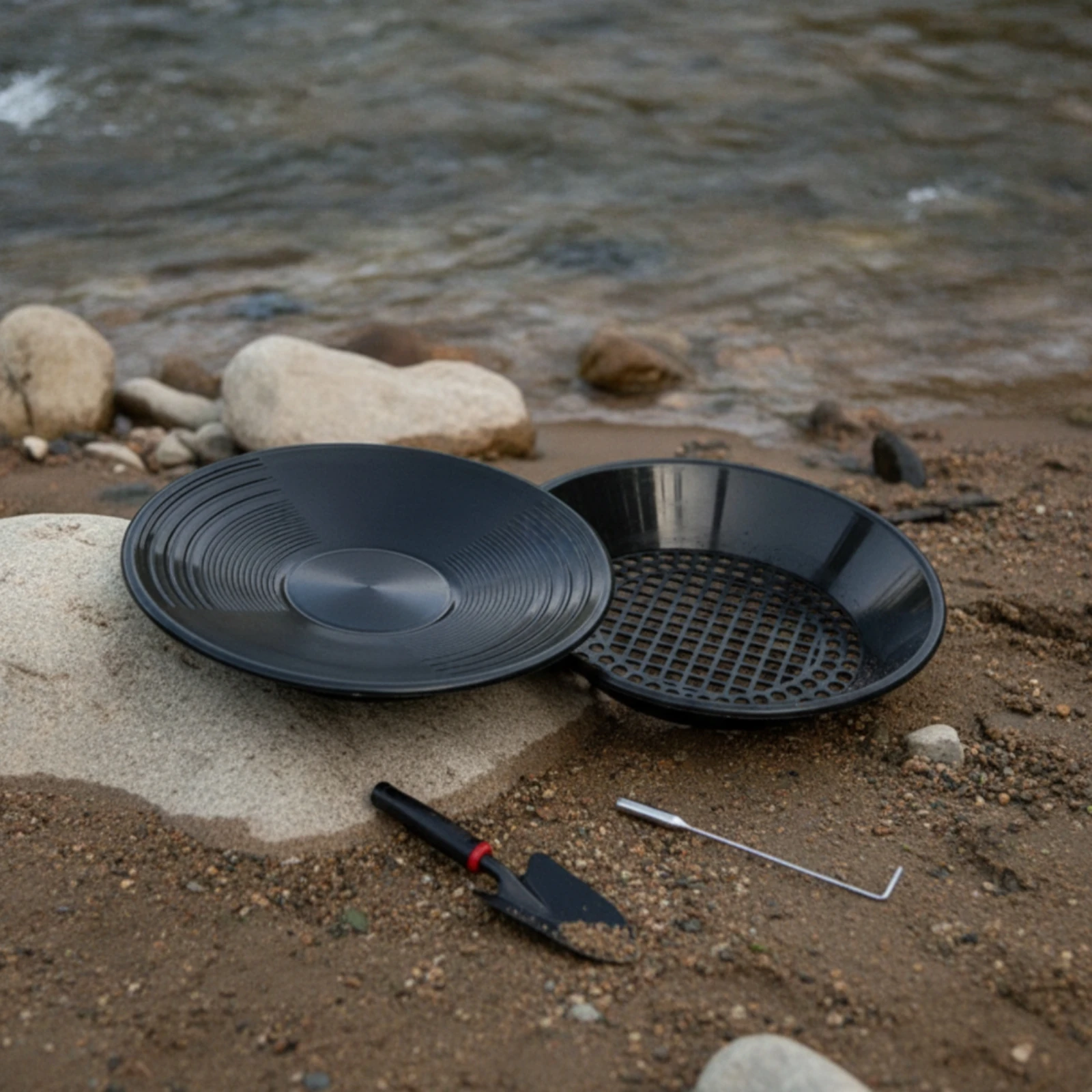 4 Pieces Gold Panning Kit with Hand Tools Portable Classifier Screen Sediment Separator Kit Lightweight Vial Rugged