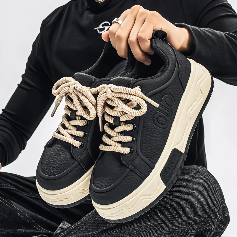 Fashion Outdoor Pu Leather Light Footwear 2025 Spring and Autumn New Mens Sports Shoes Good Quality Anti Slip Running Sneakers 7