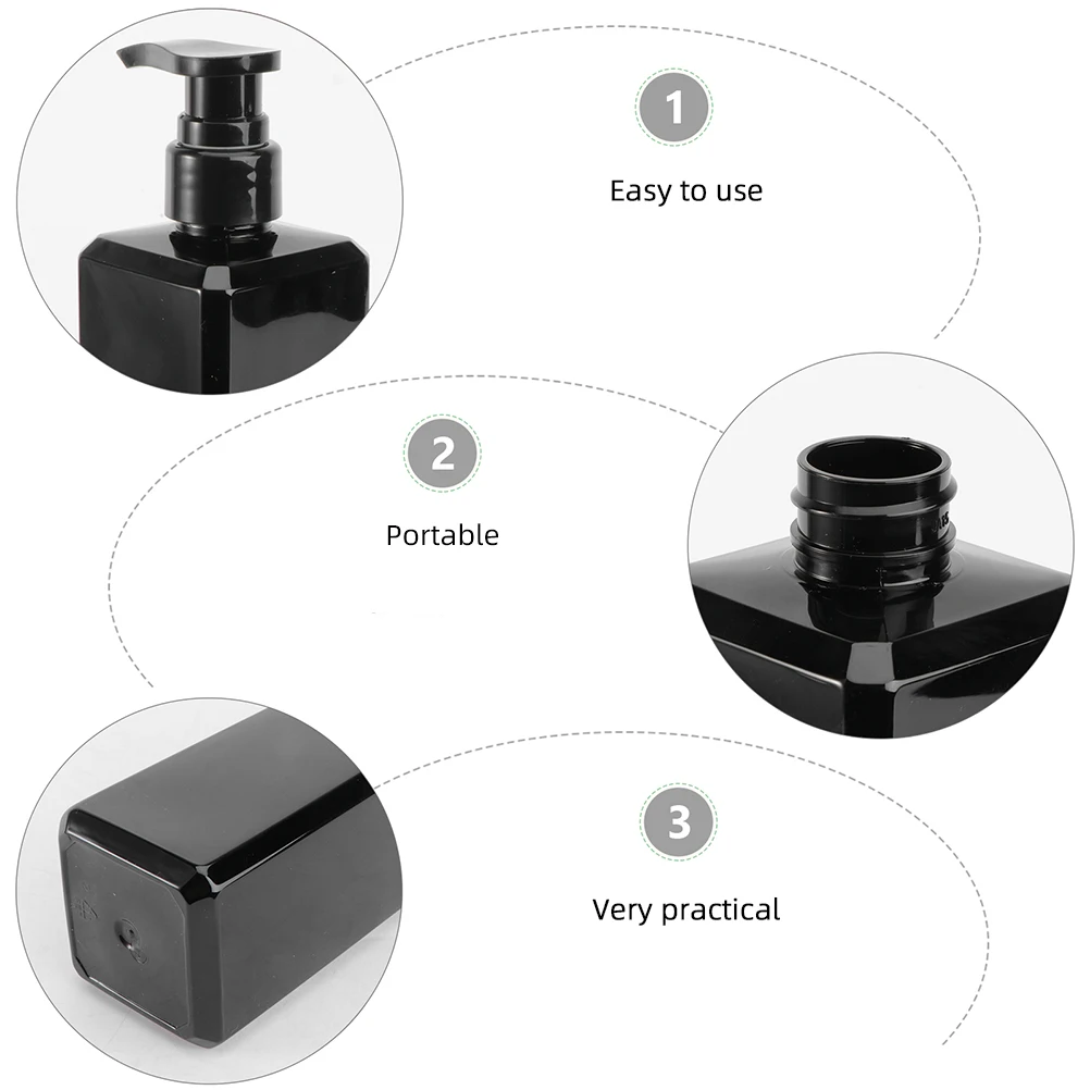 

1pc Plastic Soap Bottle Shampoo Dispenser Press Pump Lotion Container Shower Gel Holder 500Ml Black Reusable Sub Bottle
