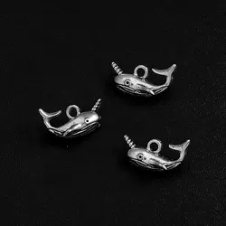 10pcs/lot--10x19mm Vintage Lovely Dolphin Whale Unicorn Charms Pendants For Diy Jewelry Making Findings Supplies  Accessories