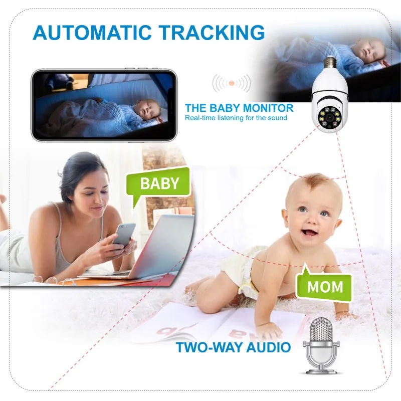 2.4G E27 Light Bulb Wifi Camera Night Version Security Protection 360° HD IP Camara Vigilancia IR Smart Home Cctv PIX-LINK image 3