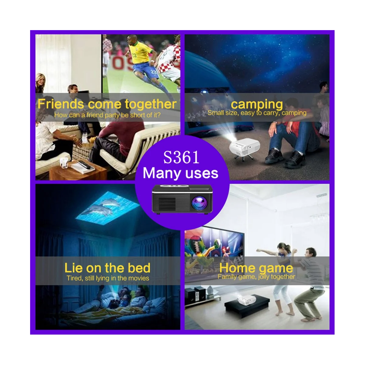 Projector 1080P Mini LED Portable WIFI Full HD Android Correction for Home Theater Portable Mini Projector(A)EU Plug