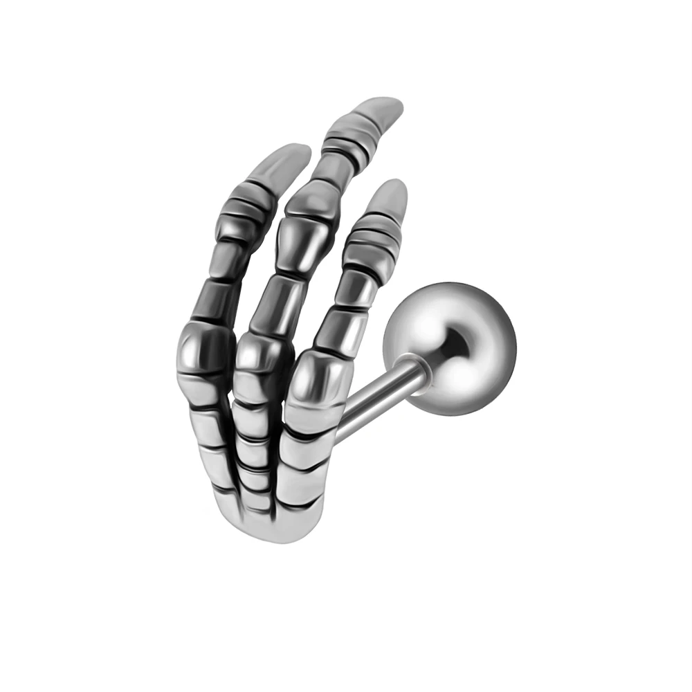 Surgical Steel Skeleton Hand Labret Lip Stud, Body Piercing