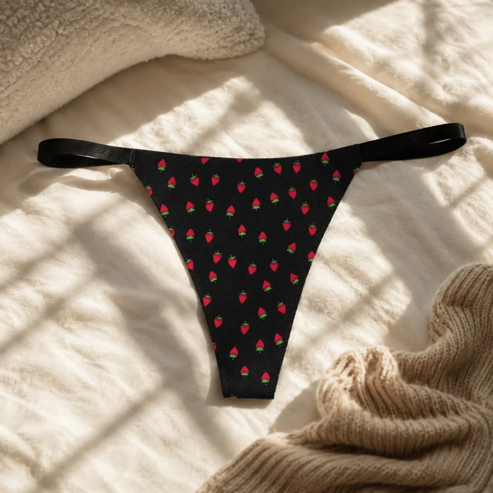 Bikini Style Seamless Women Thongs Low-waist Lips T-back Briefs Lingerie Strawberry Underwear Girl