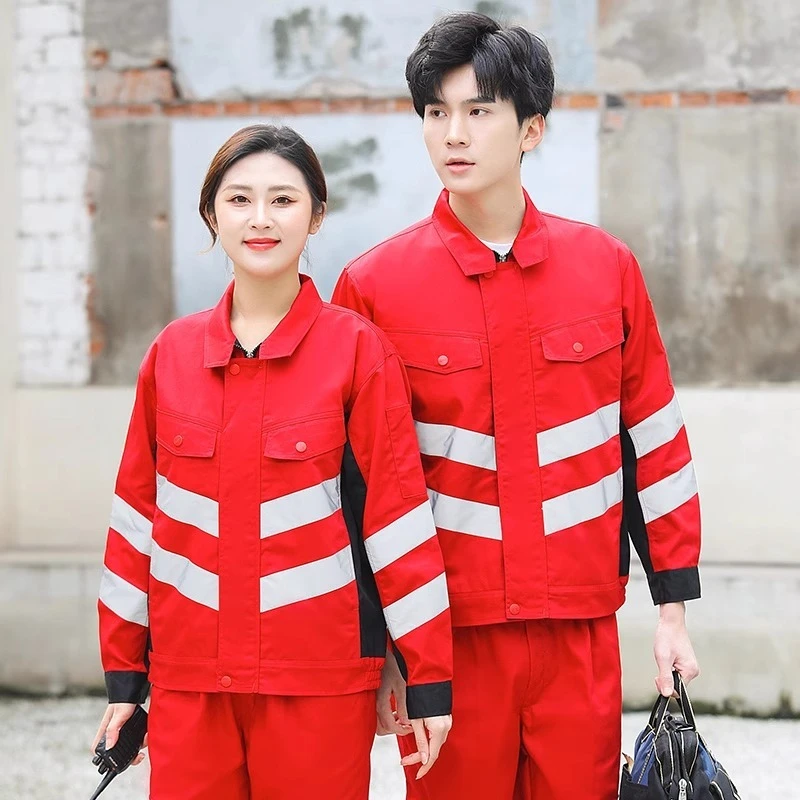 مجموعة ملابس العمل ذات الشريط العاكس للرجال لإصلاح السيارات ومقاومة للاهتراء والأوساخ ملابس واقية من المصنع بدلة Hi Vis