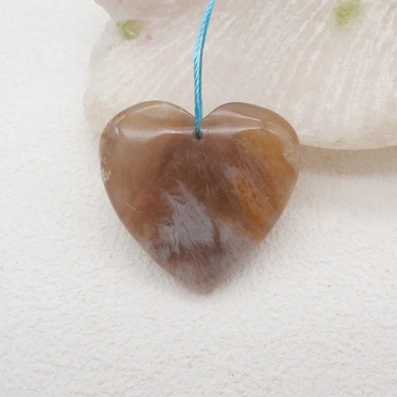 

Natural Stone Ocean Jasper Gemstone Heart Shape Pendant Bead 30x30x9mm 11g Fashion Jewelry Necklace Accessories