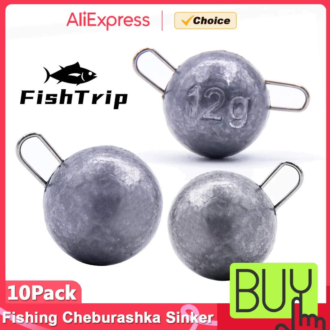 FishTrip 10 Stück Cheburashka Sinker Fishing Jig Head Bullet Gewichte Soft Lure Group für Tiefseebarsch-Schnellwechsel-Angelgerät