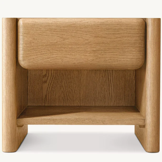 Modern Style Bedroom Furniture Sets Oak Wood Open Storage Nightstands